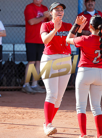 The  West Point Dragons girls softball team take on the Dobson Mustangs