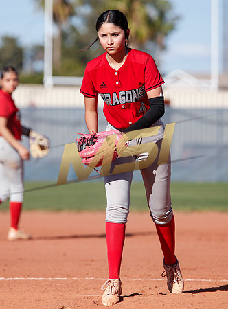 The  West Point Dragons girls softball team take on the Dobson Mustangs