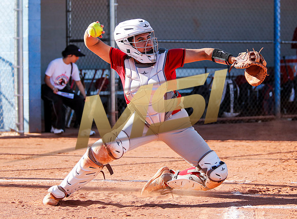 The  West Point Dragons girls softball team take on the Dobson Mustangs