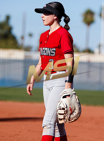 The  West Point Dragons girls softball team take on the Dobson Mustangs