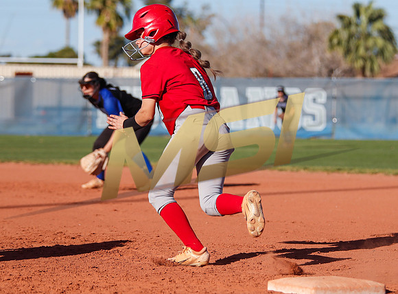 The  West Point Dragons girls softball team take on the Dobson Mustangs