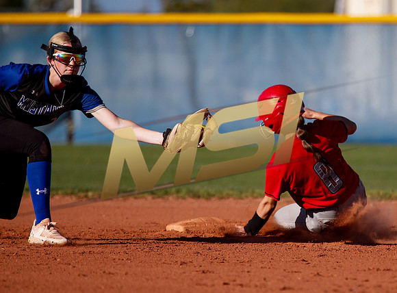 The  West Point Dragons girls softball team take on the Dobson Mustangs
