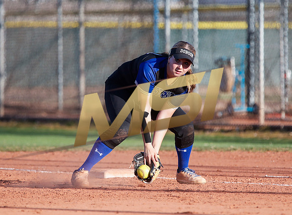 The  West Point Dragons girls softball team take on the Dobson Mustangs