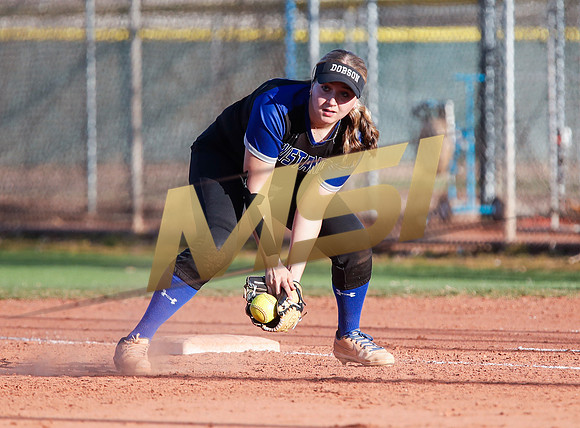The  West Point Dragons girls softball team take on the Dobson Mustangs