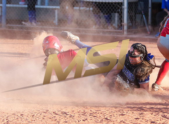 The  West Point Dragons girls softball team take on the Dobson Mustangs