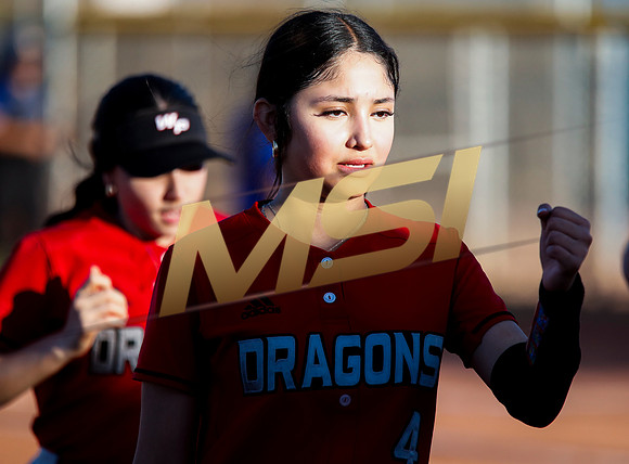 The  West Point Dragons girls softball team take on the Dobson Mustangs